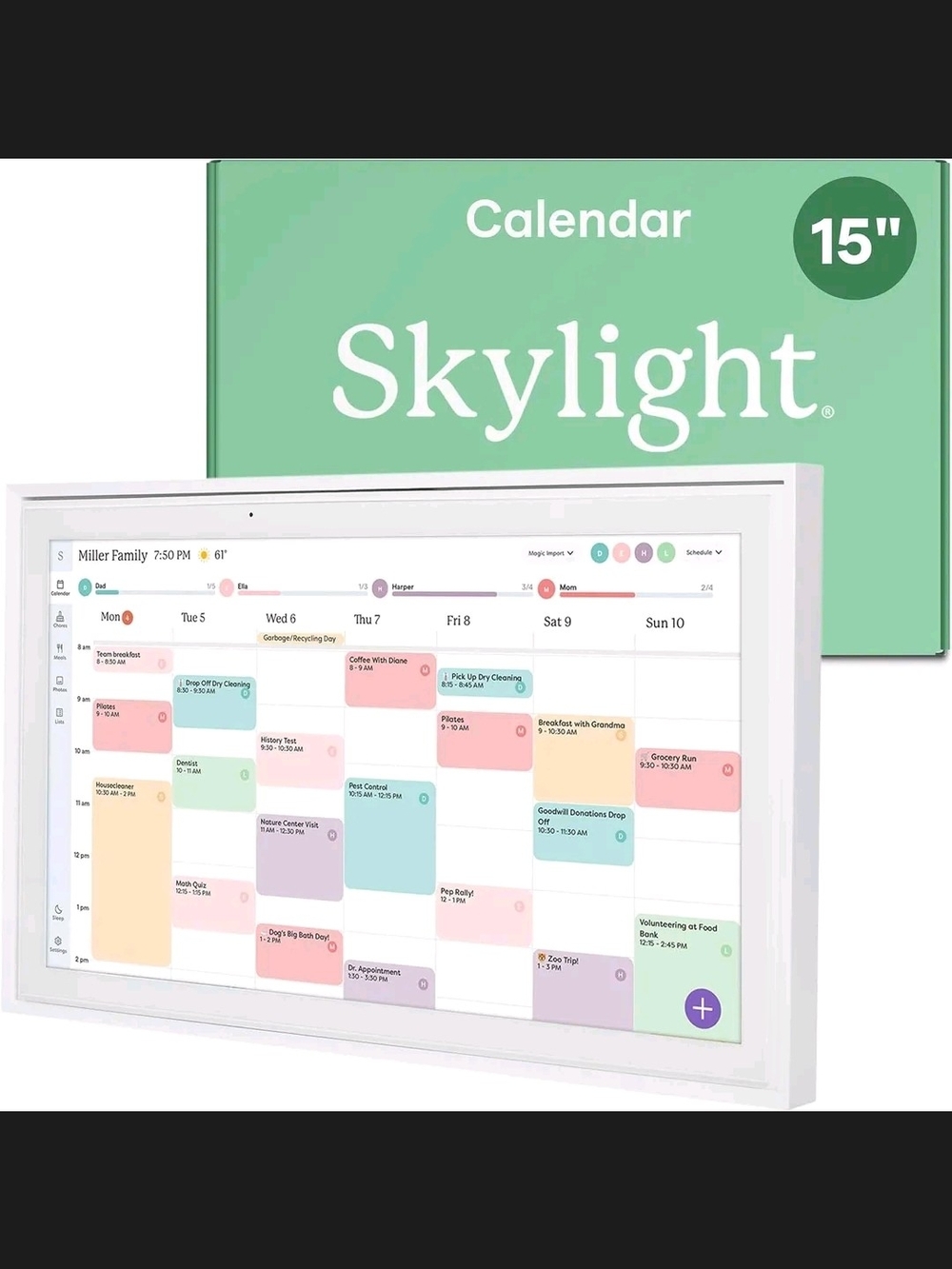 Skylight 15” Digital Family Calendar Chore Chart White Open Box